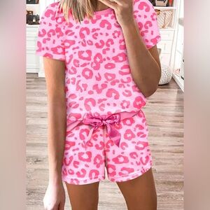 Pink Leopard Print Sleepwear Set